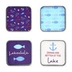 Pavilion We People Assorted Metal Coaster Set