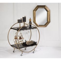 Tripar 37.25 in. H X 35 in. W X 18.25 in. D Bar Cart