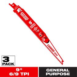 Diablo Demo Demon 9 in. Carbide Tipped Reciprocating Saw Blade 6/9 TPI 3 pk