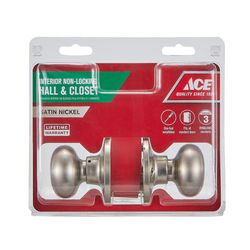 Ace Colonial Knob Satin Nickel Passage Lockset 1-3/4 in.