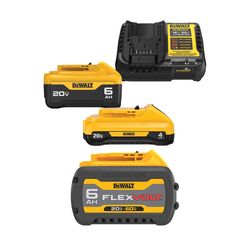 DEWALT 20V MAX* 4 Ah and 6 Ah Battery & Charger Kit with FLEXVOLT 20V/60V MAX* Battery, 6.0-Ah