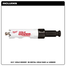 Milwaukee Hole Dozer 3/4 in. Bi-Metal 2.7 in. L X 3/8 in. D Hole Saw with Arbor and Pilot Bit Arbor