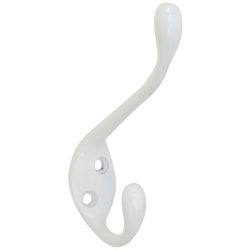 National Hardware White Zinc Decorative Ball Tip Heavy Duty Garment Hook 35 lb. cap. 1 pk