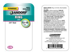 Jandorf 12-10 Ga. Insulated Wire Ring Terminal Yellow 5 pk