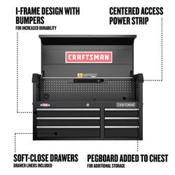 CRAFTSMAN S2000 41 in. 6 drawer Steel Tool Chest 24.5 in. H X 16 in. D