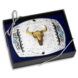 Montana Silversmiths SW Scroll Buffalo Skull Belt Buckle