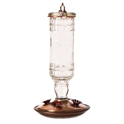 Perky-Pet Hummingbird 10 oz Glass/Metal Antique Bottle Nectar Bird Feeder 4 ports