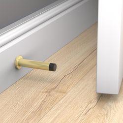 National Hardware Cooper 1 in. W X 3 in. L Aluminum Brushed Gold Door Stop Mounts to door and wall 1