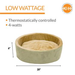 K&H Pet Prodcuts Green Poly Fiber Self Warming Pet Bed 6 in. H