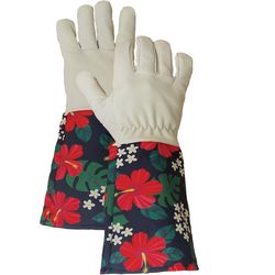 Garden Works L Leather/Nylon Gardening Gloves