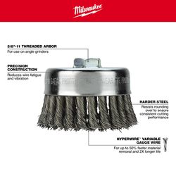 Milwaukee 3 in. Knotted Wire Cup Brush Stainless Steel 1200 rpm 1 pc