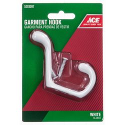 Ace 3 in. L Painted White Metal Medium Heavy Duty Coat and Hat Hook 1 pk