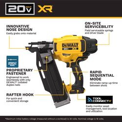 DeWalt 20V MAX XR Cordless 21 deg Collated Duplex Nailer Tool Only