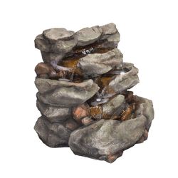 Alpine Fiberglass/Resin Assorted 31 in. H waterfall Fountain with LED Light