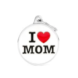 MyFamily Charms Multicolored I Love Mom Metal Dog Pet Tags Large