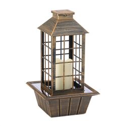 Zingz & Thingz 13.5 in. Plastic Tabletop Fountain Bronze Flameless Lantern