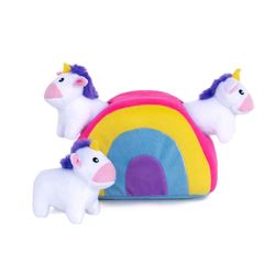 ZippyPaws Burrow For Dog Multicolored Plush Unicorns in Rainbow Dog Toy 1 pk