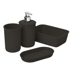 Superio Brand Matte Root Beer Brown Plastic Bath Accessory Set
