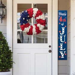 Glitzhome Patriotic Wreath Linen/Other/Styrofoam 1 pc 18