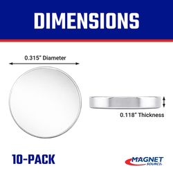 Magnet Source .118 in. L X .315 in. W Silver Super Disc Magnets 2.9 lb. pull 10 pc