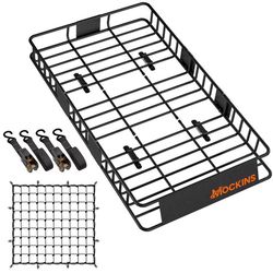 Mockins Black 64x39x6 Adjustable Rooftop Basket w/ Rooftop Bag Rooftop Cargo Carrier Basket Cars/SUV