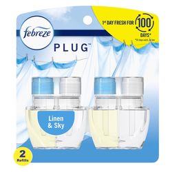 Febreze Plug Linen and Sky Scent Air Freshener Oil Refill 1.75 oz Liquid 2 pk