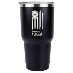 P Graham Dunn 24 oz Proud Veteran Black Tumbler with Lid
