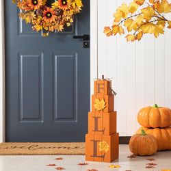 Glitzhome 26 in. Halloween and Fall Wood Reversible Boxed Porch Signs