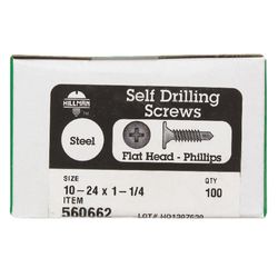 HILLMAN No. 10 Ga. X 1-1/4 in. L Phillips Wafer Head Self-Drilling Screws 1 pk