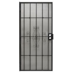 Precision 81-3/4 in. H X 32 in. W Regal Black Steel Security Door