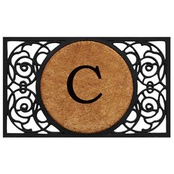 Calloway Mills Armada Circle Monogram 1.5  W X 2.5  L Black/Brown Rectangular Coir Door Mat