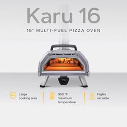 Ooni Karu 16 Charcoal/Wood Chunk Outdoor Pizza Oven Foundry Black