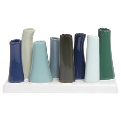 Chive Pooley 5 in. H X 7 in. L Glazed Forest Ceramic Modern Bud 8-Tube Vase