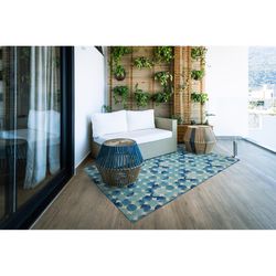 Linon Home Decor 3 ft. W X 5 ft. L Blue/Cream Chaytor Polyester Accent Rug