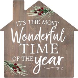 P. Graham Dunn Multicolored House - It's the Most Wonderful Time of the Year Sign 3.26 in.