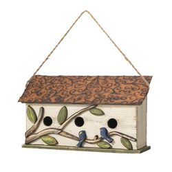 Glitzhome 8.5 in. H X 4.75 in. W X 15.75 in. L Metal and Wood Bird House
