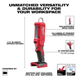 Milwaukee M18 300 lm Black/Red LED Rechargeable Stick Light