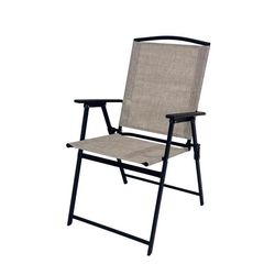 Living Accents Black Steel Frame Foldable Chair Tan