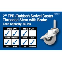 Titan 2 in. D Swivel Thermoplastic Rubber Caster 80 lb 1 pk