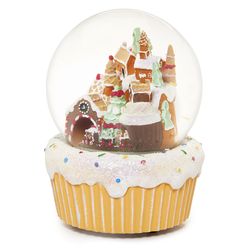 Roman Glitter Dome Multicolored Merry Christmas - Musical Gingerbread Village Train Table Decor 7 in