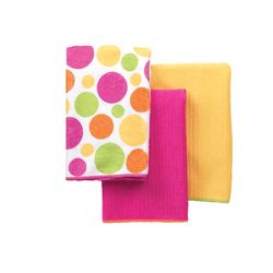 Ritz Assorted Polyester Polka Dots/Solid Bar Mop Dish Cloth 3 pk