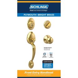 Schlage Plymouth Bright Brass Entry Handleset 1-3/4 in.