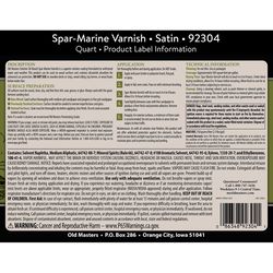 Old Masters Satin Clear Oil-Based Marine Spar Varnish 1 qt