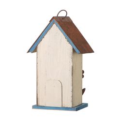 Glitzhome 10.25 in. H X 4.75 in. W X 6.25 in. L Metal and Wood Bird House