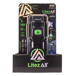 LitezAll 400 lm Black LED Rechargeable Flashlight 18650 Battery