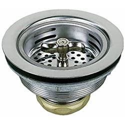 PlumbCraft 3-1/2 in. D Chrome Stainless Steel Spin Lock Basket Sink Strainer Silver