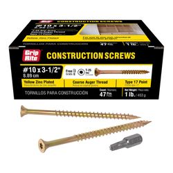 Grip-Rite No. 10 in. X 3-1/2 in. L Star Flat Head Coarse Construction Screws