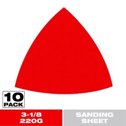 Diablo 3-1/8 in. Ceramic Blend Hook and Lock Triangle Sanding Sheets 220 Grit Ultra Fine 10 pk