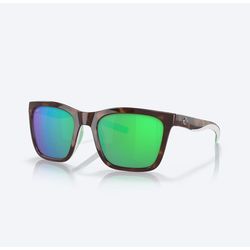 Costa Panga Sunglasses Women's Shiny Tortoise Frame Green Lens Polarized Blue Light Blocking