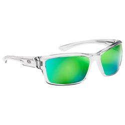 Flying Fisherman Cove Sunglasses Unisex Crystal Frame Amber Green Mirror Lens Polarized